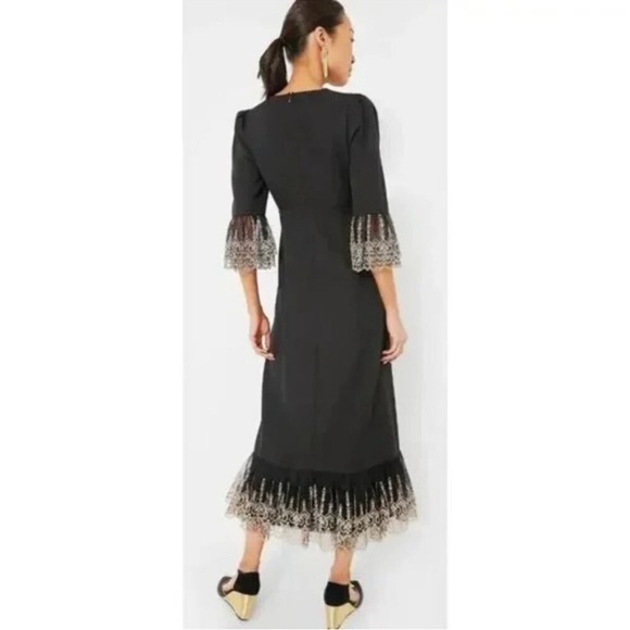 Pomander Place Lillith Black Maxi Dress M NWT Gold Lace Formal Gala - Picture 11 of 12